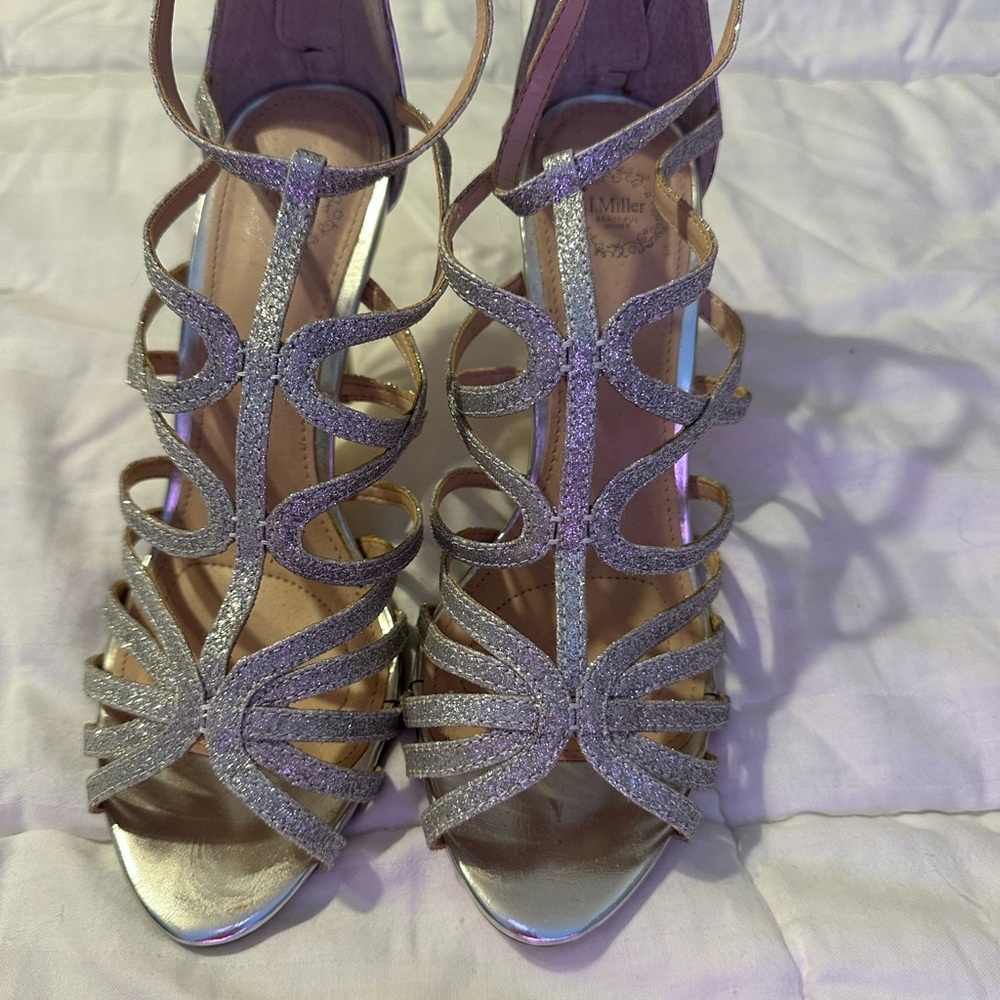 Elegant Silver Strappy Women's Heels